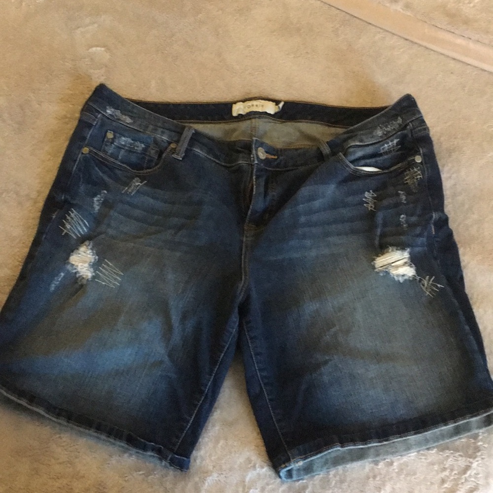 Distressed Dark Wash Torrid Shorts